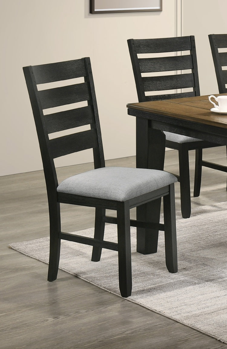 Contemporary Dining Chairs Set Of 2 Wheat Charcoal Finish Solid Wood Fabric Cushion Side Chairs Kitchen Dining Room Furniture