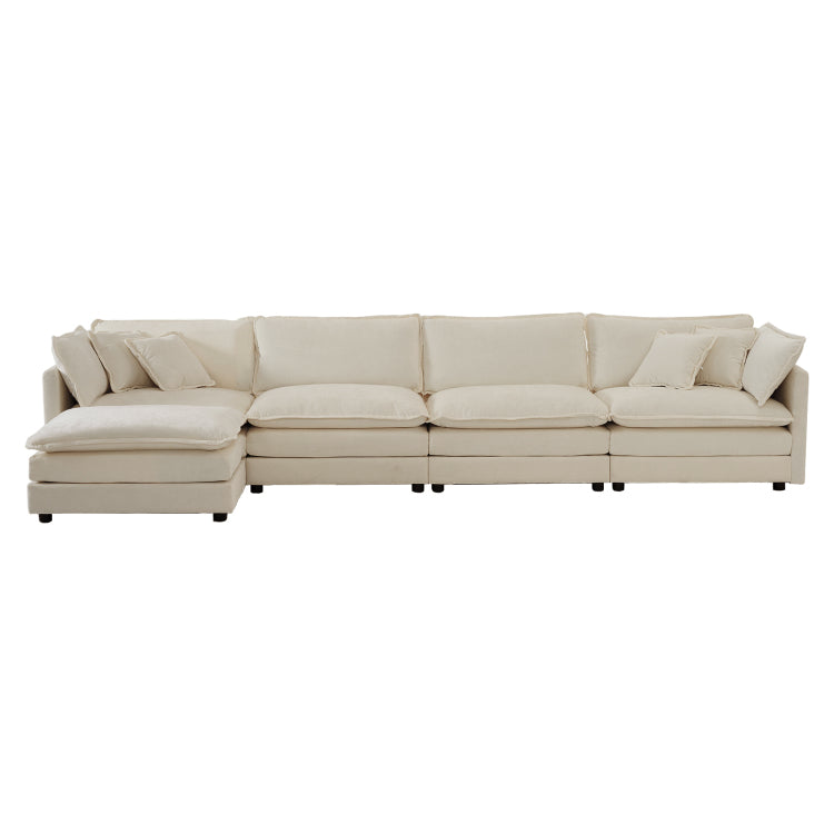 Modular Sectional Sofa For Living Room,U Shaped Couch 5 Seater Convertible Sectional Couch With 1 Ottoman ,Light Coffee Chenille