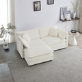 Chenille Two Seater Sofa With 1 Footrest, 2 Seater L Shaped Sectional With Ottoman,Loveseat With Ottoman For Small Living Space,White Chenille