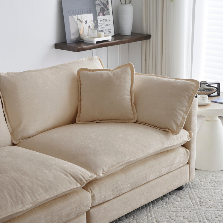 Comfort U Shaped Couch With Reversible Chaise, Modular Large U Shape Sectional Sofa, Double Extra Ottomans,Light Coffee Chenille