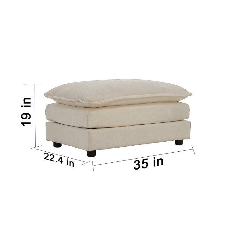 Chenille Two Seater Sofa With 1 Footrest, 2 Seater L Shaped Sectional With Ottoman,Loveseat With Ottoman For Small Living Space, Light Coffee Chenille