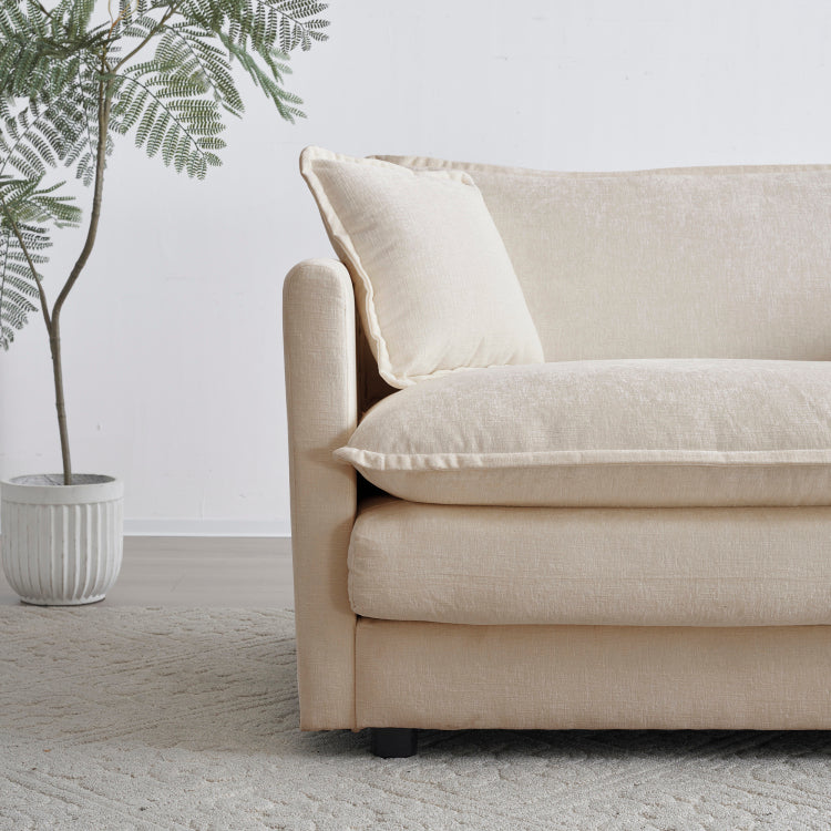 Comfort U Shaped Couch With Reversible Chaise, Modular Large U Shape Sectional Sofa, Double Extra Ottomans,Light Coffee Chenille