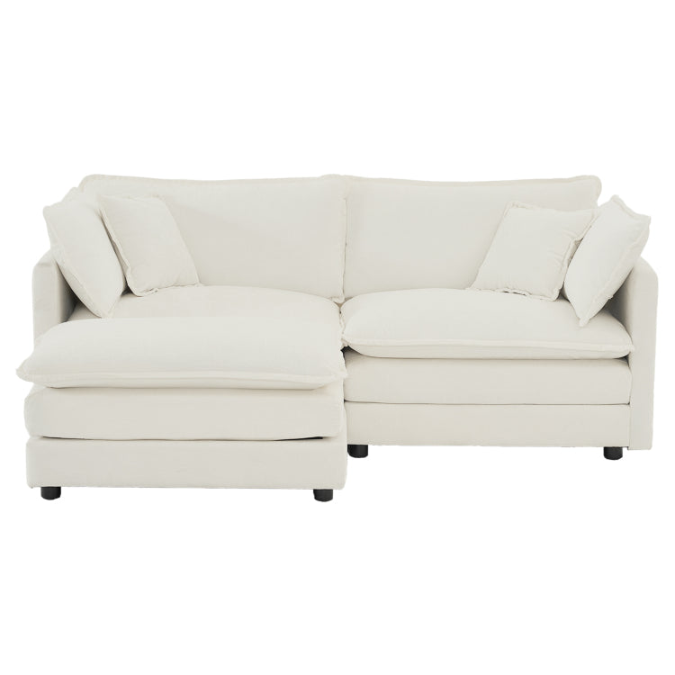 Chenille Two Seater Sofa With 1 Footrest, 2 Seater L Shaped Sectional With Ottoman,Loveseat With Ottoman For Small Living Space,White Chenille