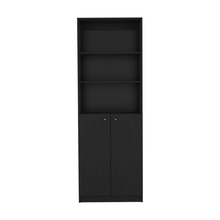 Home 2 Door Bookcase, Modern Storage Unit With Dual Doors And Multi Tier Shelves