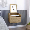 Busan Modern Floating Nightstand , End Table, Side Table Single Drawer Design With Sleek Two Tiered Top Shelf Surfaces