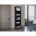 Home Xs Bookcase With 5 Tier Shelves And Slim Design Black Office