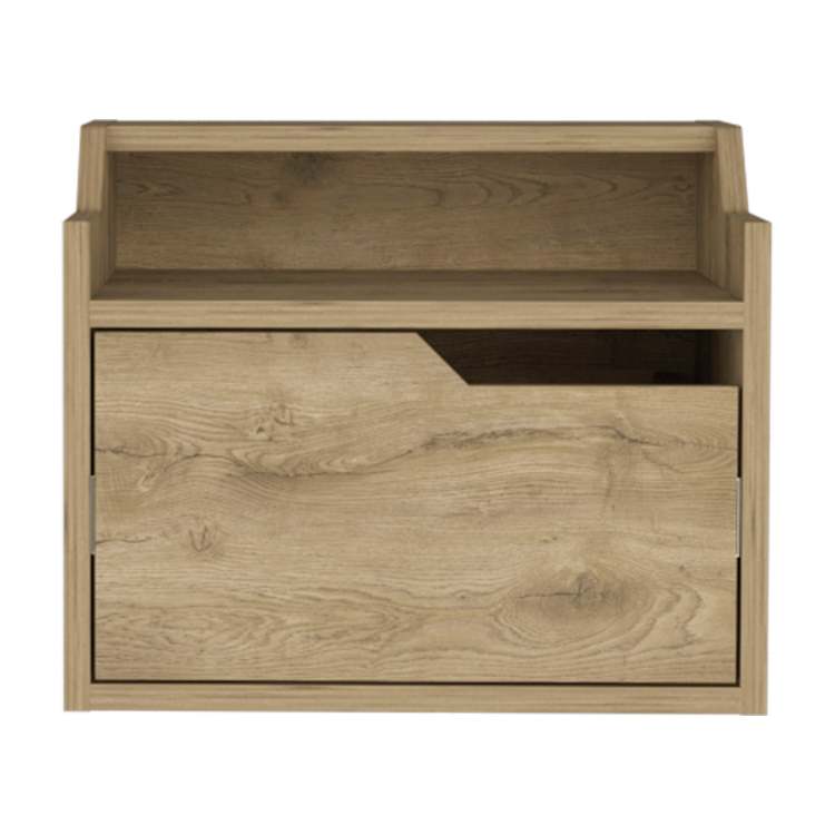Busan Modern Floating Nightstand , End Table, Side Table Single Drawer Design With Sleek Two Tiered Top Shelf Surfaces