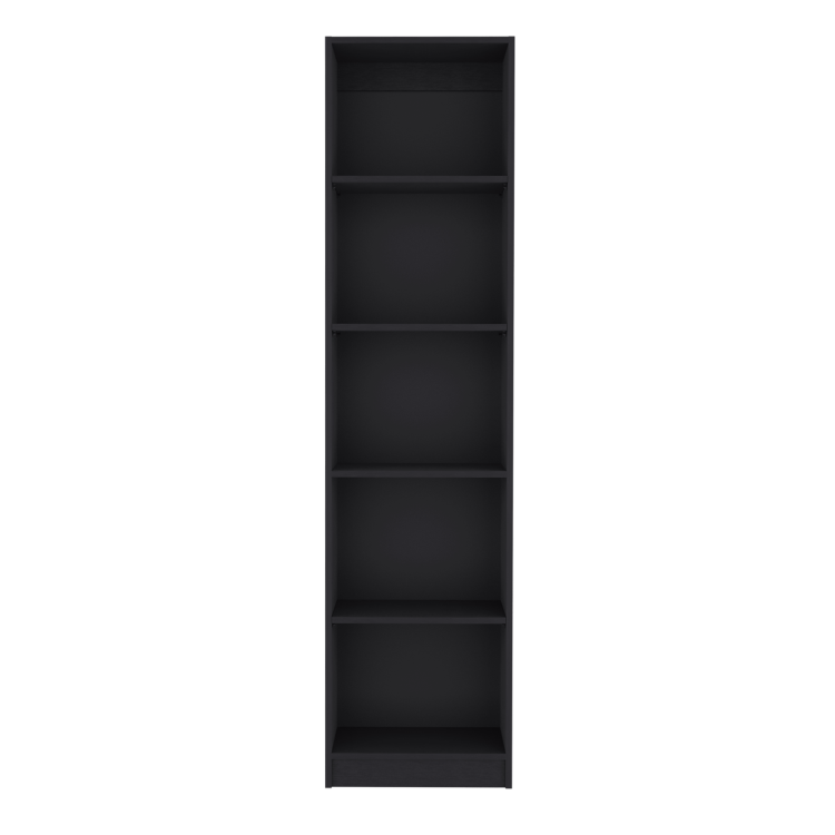 Home Xs Bookcase With 5 Tier Shelves And Slim Design Black Office