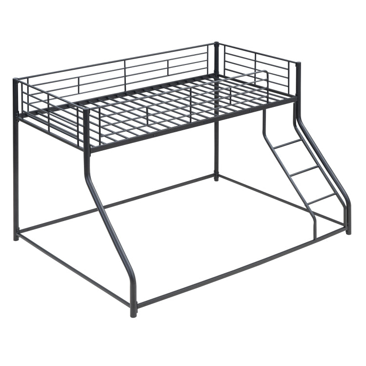 Metal Floor Bunk Bed, Twin Xl Over Queen, Black