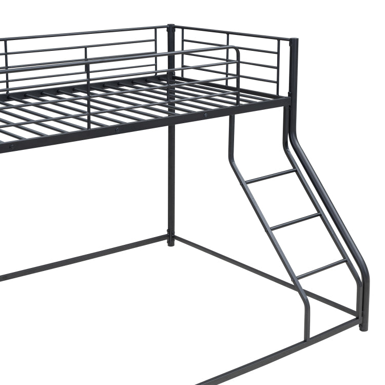 Metal Floor Bunk Bed, Twin Xl Over Queen, Black