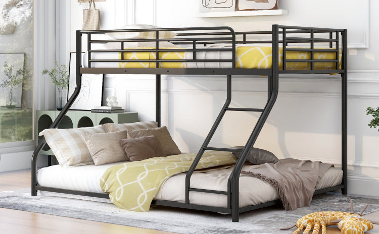 Metal Floor Bunk Bed, Twin Xl Over Queen, Black