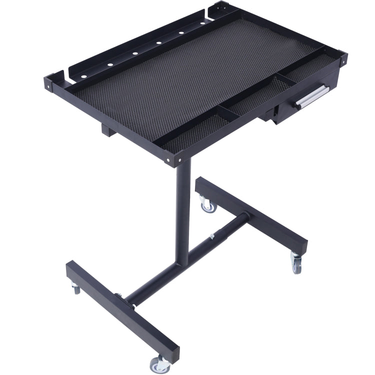 Adjustable Tear Down Work Table With Drawer For Garages, Repair Shops, And Diy, Portable, 4 2.5" Swivel Casters, 220 Pound Capacity, Rubber Corners, Heavy Duty Steel,Black
