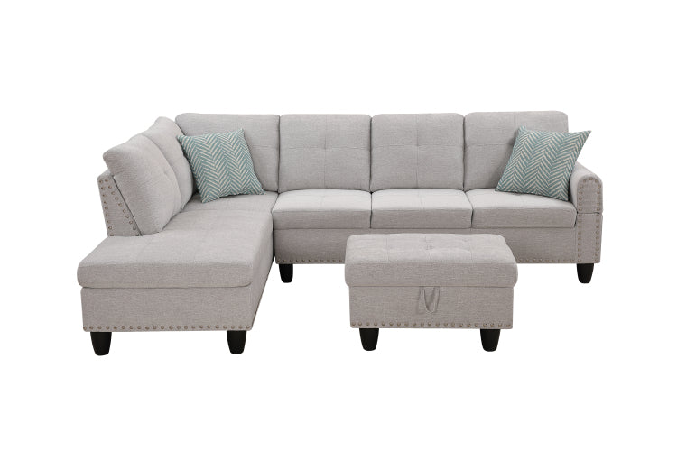 Alger 98" Wide Left Hand Facing Sofa & Chaise With Ottoman