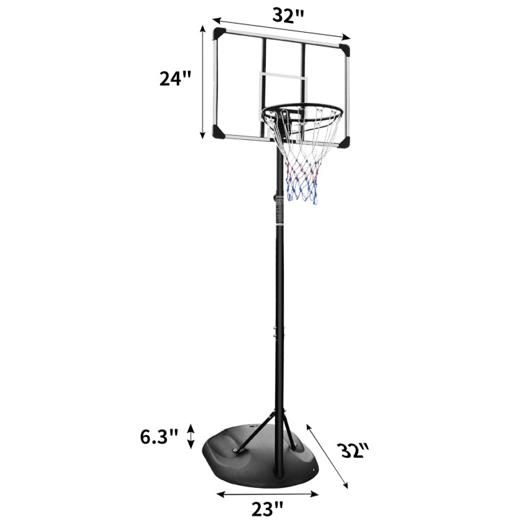 Portable Basketball Hoop System Stand Height Adjustable 7.5Ft 9.2Ft With 32 Inch Backboard And Wheels For Youth Adults Indoor Outdoor Basketball Goal