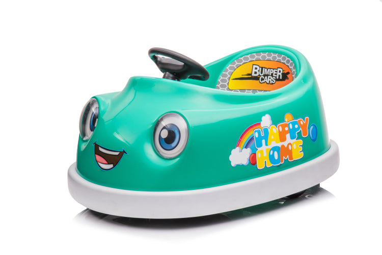 Bumper Car For Kids, 12V Dual Drive 1 6 Years Old Children'S Electric Car With Pushrod Dinner Plate Usb Bt Music Rocking Horse Mode Anti Collision Bumper Ride On Car