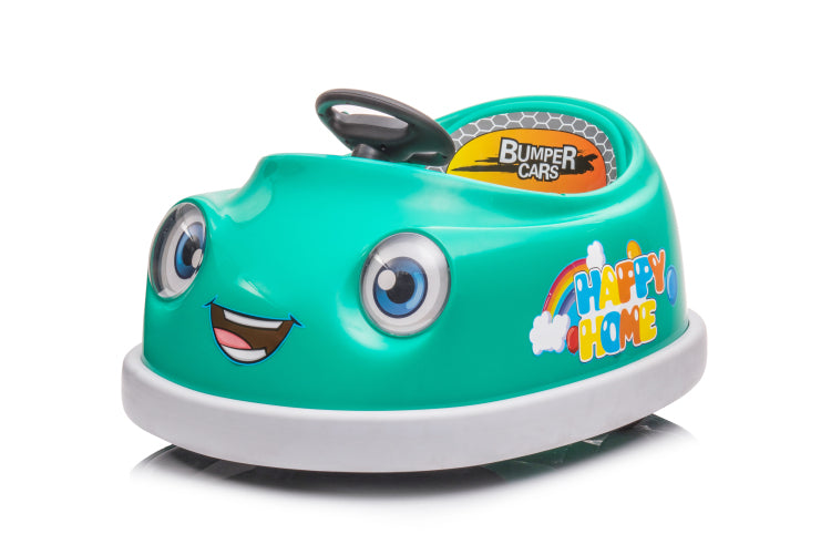 Bumper Car For Kids, 12V Dual Drive 1 6 Years Old Children'S Electric Car With Pushrod Dinner Plate Usb Bt Music Rocking Horse Mode Anti Collision Bumper Ride On Car