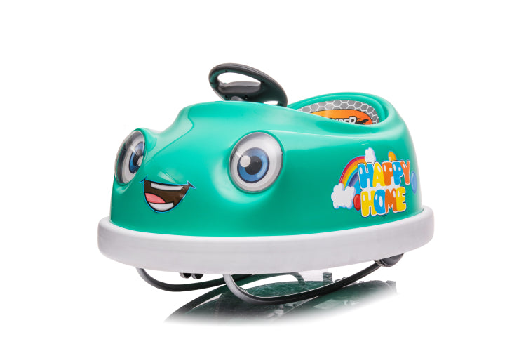 Bumper Car For Kids, 12V Dual Drive 1 6 Years Old Children'S Electric Car With Pushrod Dinner Plate Usb Bt Music Rocking Horse Mode Anti Collision Bumper Ride On Car