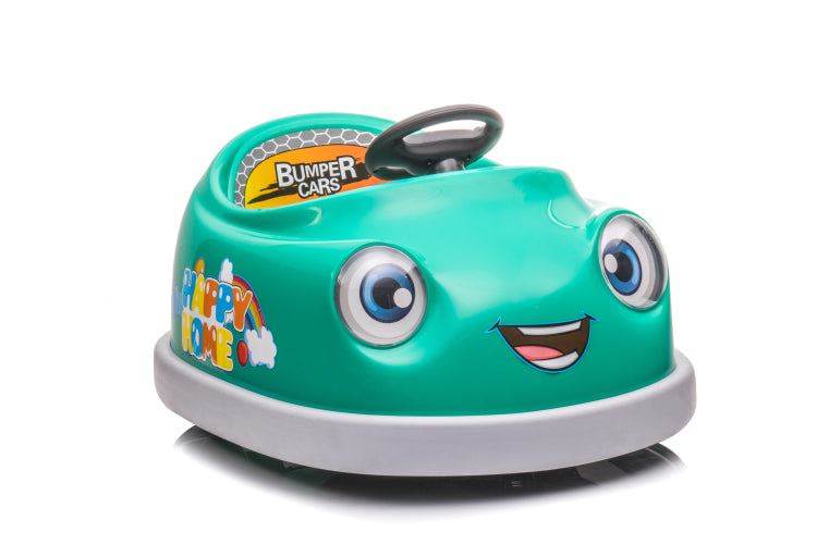 Bumper Car For Kids, 12V Dual Drive 1 6 Years Old Children'S Electric Car With Pushrod Dinner Plate Usb Bt Music Rocking Horse Mode Anti Collision Bumper Ride On Car