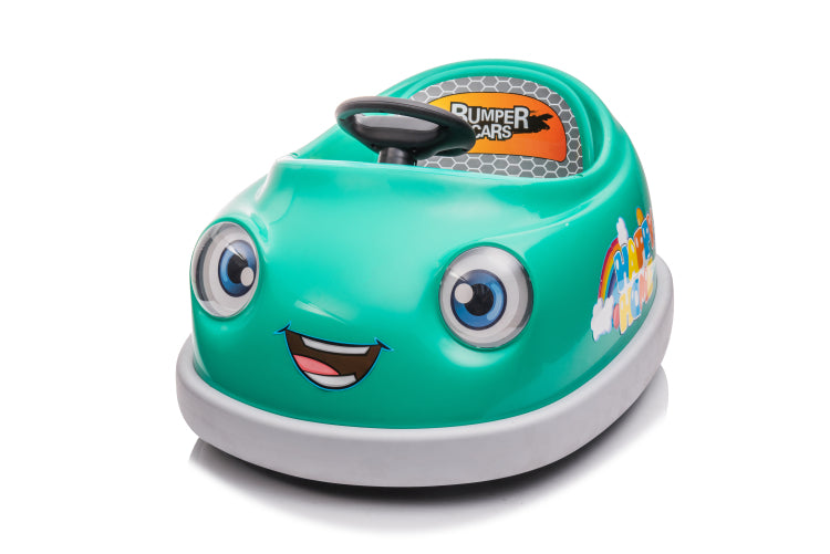 Bumper Car For Kids, 12V Dual Drive 1 6 Years Old Children'S Electric Car With Pushrod Dinner Plate Usb Bt Music Rocking Horse Mode Anti Collision Bumper Ride On Car