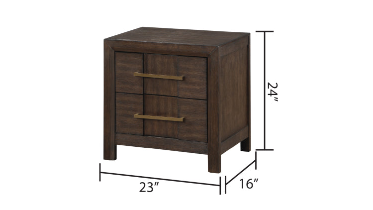 Kenzo Modern Style 2 Drawer Nightstand Made With Wood In Walnut Same As G150108534 Nj Inventory