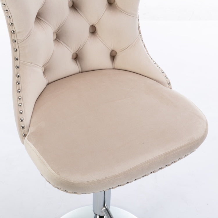 Swivel Velvet Barstools Adjusatble Seat Height From 25 33 Inch, Modern Upholstered Chrome Base Bar Stools With Backs Comfortable Tufted For Home Pub And Kitchen Island, Beige,Set Of 2