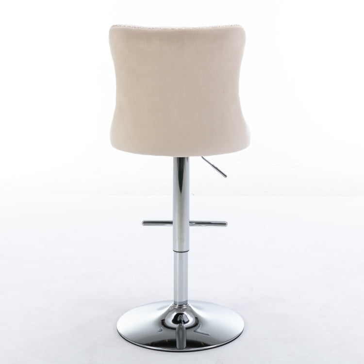 Swivel Velvet Barstools Adjusatble Seat Height From 25 33 Inch, Modern Upholstered Chrome Base Bar Stools With Backs Comfortable Tufted For Home Pub And Kitchen Island, Beige,Set Of 2