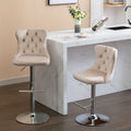 Swivel Velvet Barstools Adjusatble Seat Height From 25 33 Inch, Modern Upholstered Chrome Base Bar Stools With Backs Comfortable Tufted For Home Pub And Kitchen Island, Beige,Set Of 2