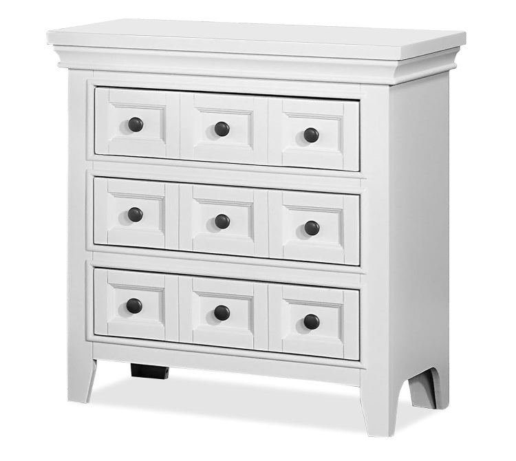 Transitional Style White Color Solid Wood 1Pc Nightstand Only Bedroom Furniture Bedside Table Round Knobs 3 Drawers Nightstand