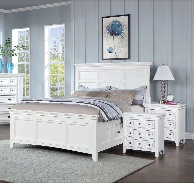 Transitional Style White Color Solid Wood 1Pc Nightstand Only Bedroom Furniture Bedside Table Round Knobs 3 Drawers Nightstand