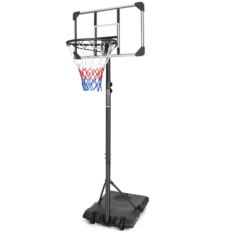 Basketball Goal Portable Basketball Hoop Indoor Outdoor Basketball Stand 5.6 7Ft Adjustable 28In Backboard With Wheels