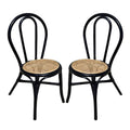 Set Of 2, 15.5X20.5X35.5" Black Rattan Dining Chair