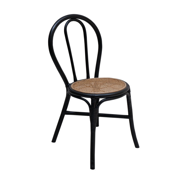 Set Of 2, 15.5X20.5X35.5" Black Rattan Dining Chair