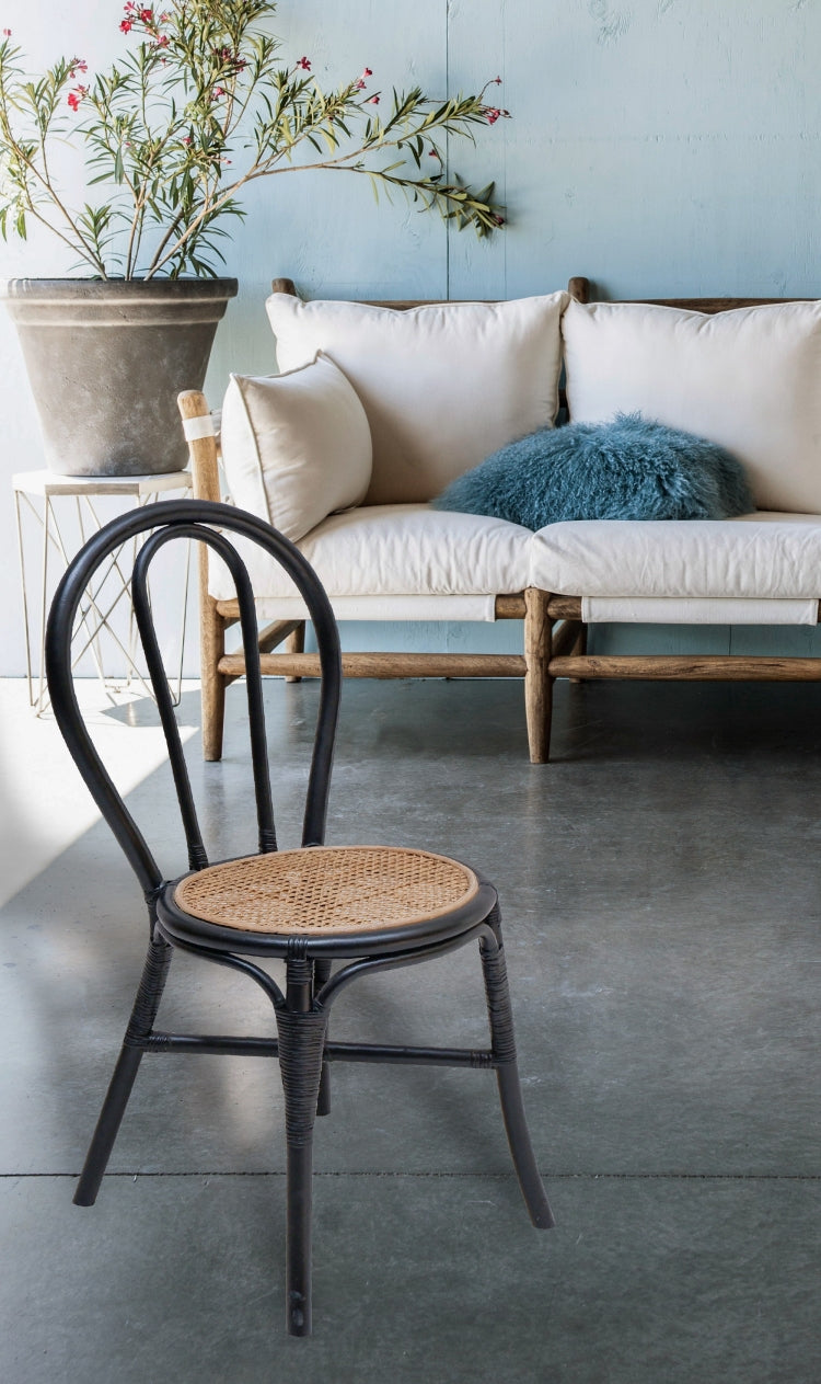 Set Of 2, 15.5X20.5X35.5" Black Rattan Dining Chair