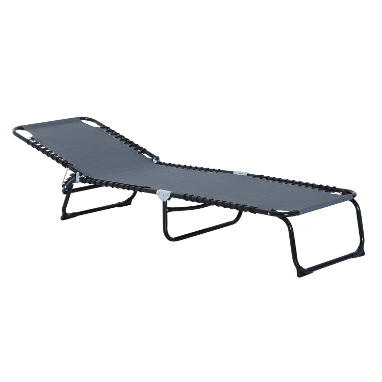 Folding Chaise Lounge Pool Chair, Patio Sun Tanning Chair, Outdoor Lounge Chair With 4 Position Reclining Back, Mesh Seat For Beach, Yard, Patio, Gray