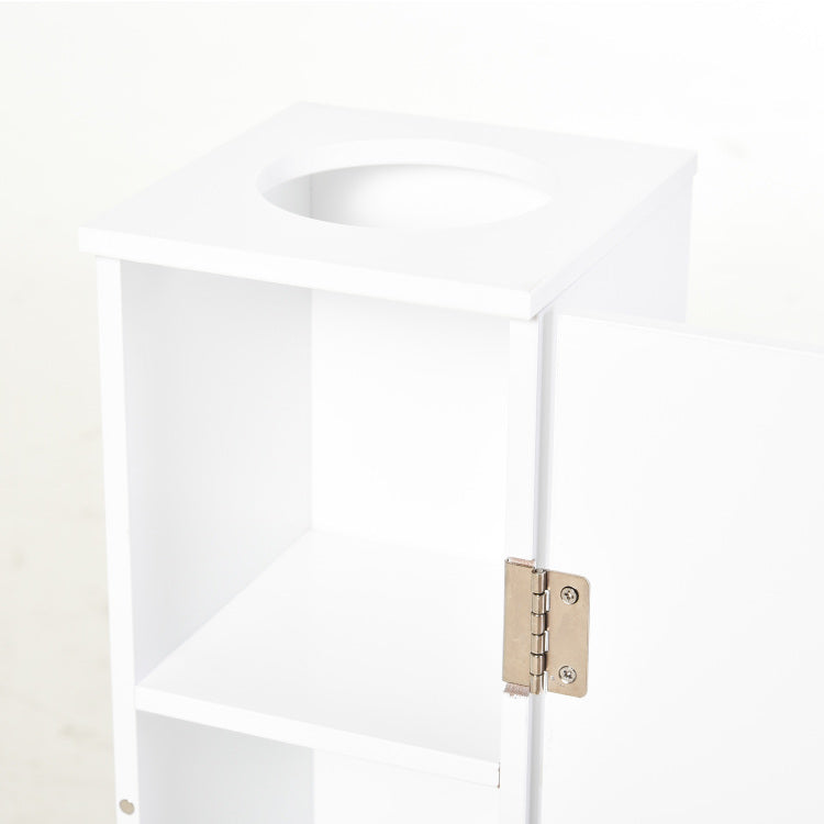 Toilet Paper Cabinet, Small Bathroom Corner Floor Cabinet With Doors And Shelves, Thin Storage Bathroom Organizer For Paper Shampoo, White