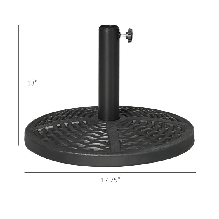 21 Lbs. Market Umbrella Base Holder 18" Heavy Duty Round Parasol Stand With Rattan Design For Patio, Black