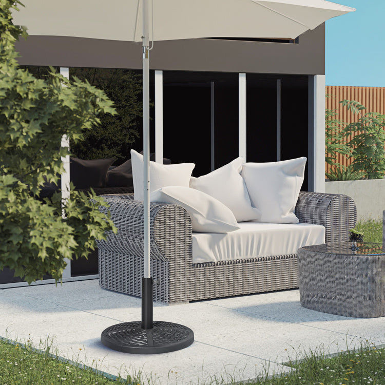 21 Lbs. Market Umbrella Base Holder 18" Heavy Duty Round Parasol Stand With Rattan Design For Patio, Black