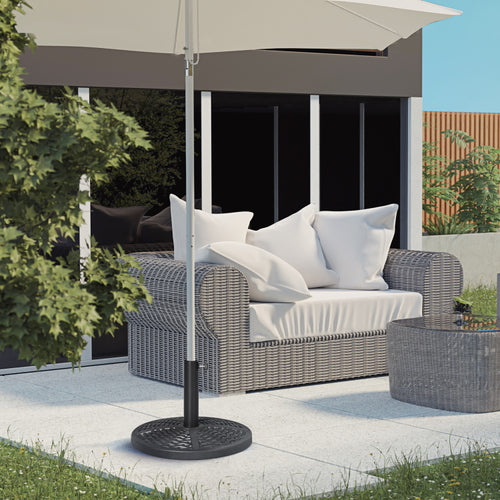 21 Lbs. Market Umbrella Base Holder 18" Heavy Duty Round Parasol Stand With Rattan Design For Patio, Black