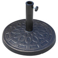 17" 26 Lbs Round Resin Umbrella Base Stand Market Parasol Holder With Beautiful Decorative Pattern & Easy Setup, For 1.5", 1.89" Pole, For Lawn, Deck, Backyard, Garden, Bronze