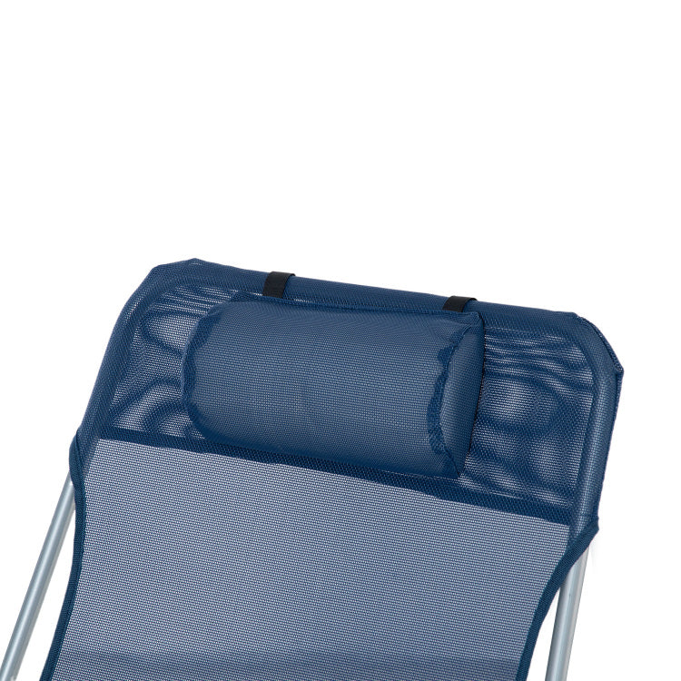 Folding Chaise Lounge Pool Chair, Patio Sun Tanning Chair, Outdoor Lounge Chair With 6 Position Reclining Back, Mesh Seat, And Headrest For Beach, Yard, Patio, Blue