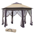 13' X 13' Pop Up Gazebo, Hexagonal Canopy Shelter With 6 Zippered Mesh Netting, Event Tent With Strong Steel Frame For Patio Backyard Garden Wedding Party