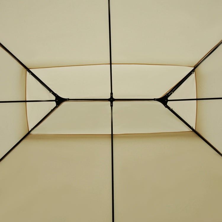 10' X 13' Patio Gazebo, Outdoor Gazebo Canopy Shelter With Curtains, Vented Roof, All Weather Steel Frame, For Garden, Lawn, Backyard And Deck, Cream White