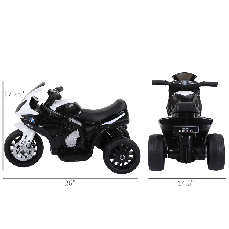 6V Kids Motorcycle Licensed Bmw, Toddler Motorcycle With Headlight, Music, 3 Wheeled Electric Motorcycle For Kids, Gift For Boys & Girls, Black