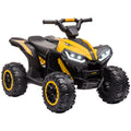 12V Kids Atv Quad Car With Forward & Backward Function, Four Wheeler For Kids With Wear Resistant Wheels, Music, Electric Ride On Atv For Toddlers Ages 3 Years Old, Yellow