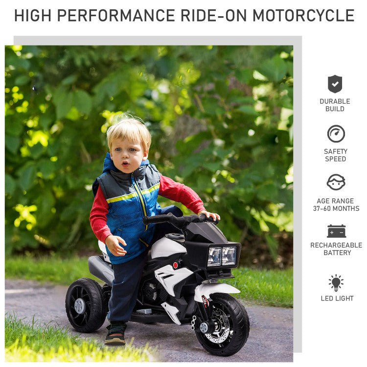 6V Kids Motorcycle Ride On Toy For Toddlers And Up To 5 Years Old, High Traction Battery Operated Ride On Vehicle, Mini Motorbike For Kids, White