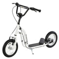 Youth Scooter Front And Rear Caliper Dual Brakes 12 Inch Inflatable Front Wheel Ride On Toy For Age 5 , White