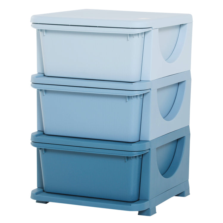 3 Tier Kids Storage Unit Dresser Tower With Drawers Chest Toy Organizer For Bedroom Nursery Kindergarten Living Room For Boys Girls Toddlers, Blue