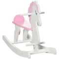 Little Wooden Rocking Horse Toy For Kids' Imaginative Play, Children'S Small Baby Rocking Horse Ride On Toy For Toddlers 1 3, Pink And White