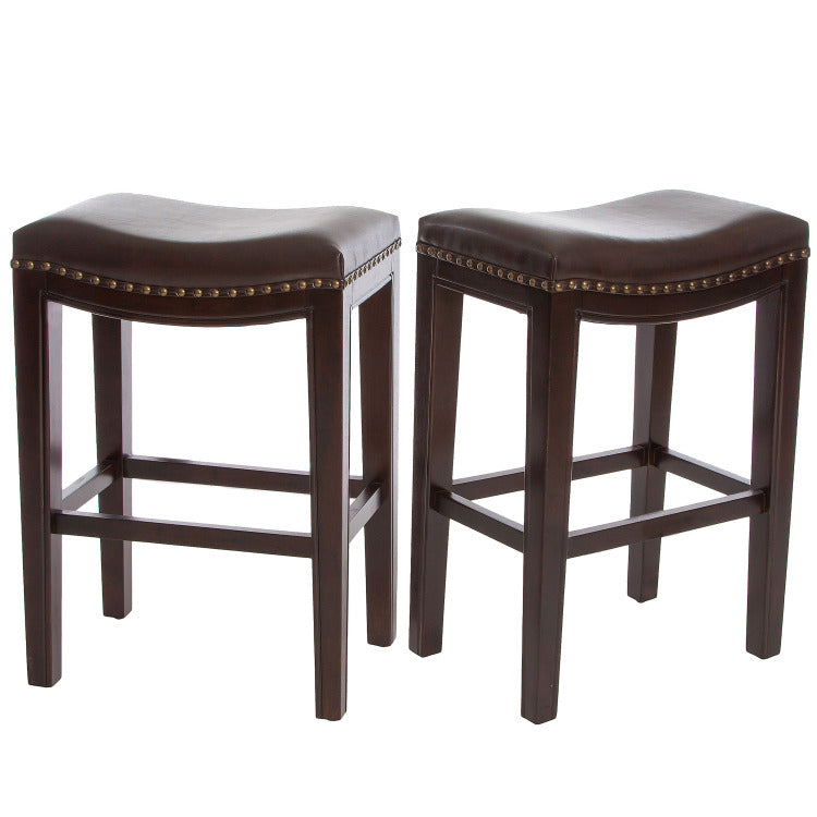 TIFFIN STUDDED COUNTERSTOOL set of 2 brown - pu