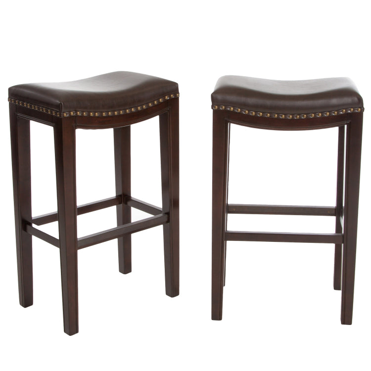 TIFFIN STUDDED BARSTOOL Set of 2 brown - pu